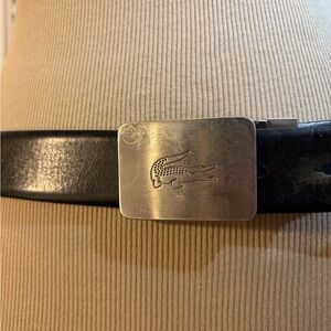 Lacoste Black Belt with Silver Crocodile Buckle